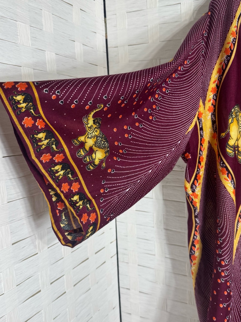 The Elephant Pants Elephant Aztec Tribal Print Kimono Cardigan L/XL Boho Long - Picture 3 of 9